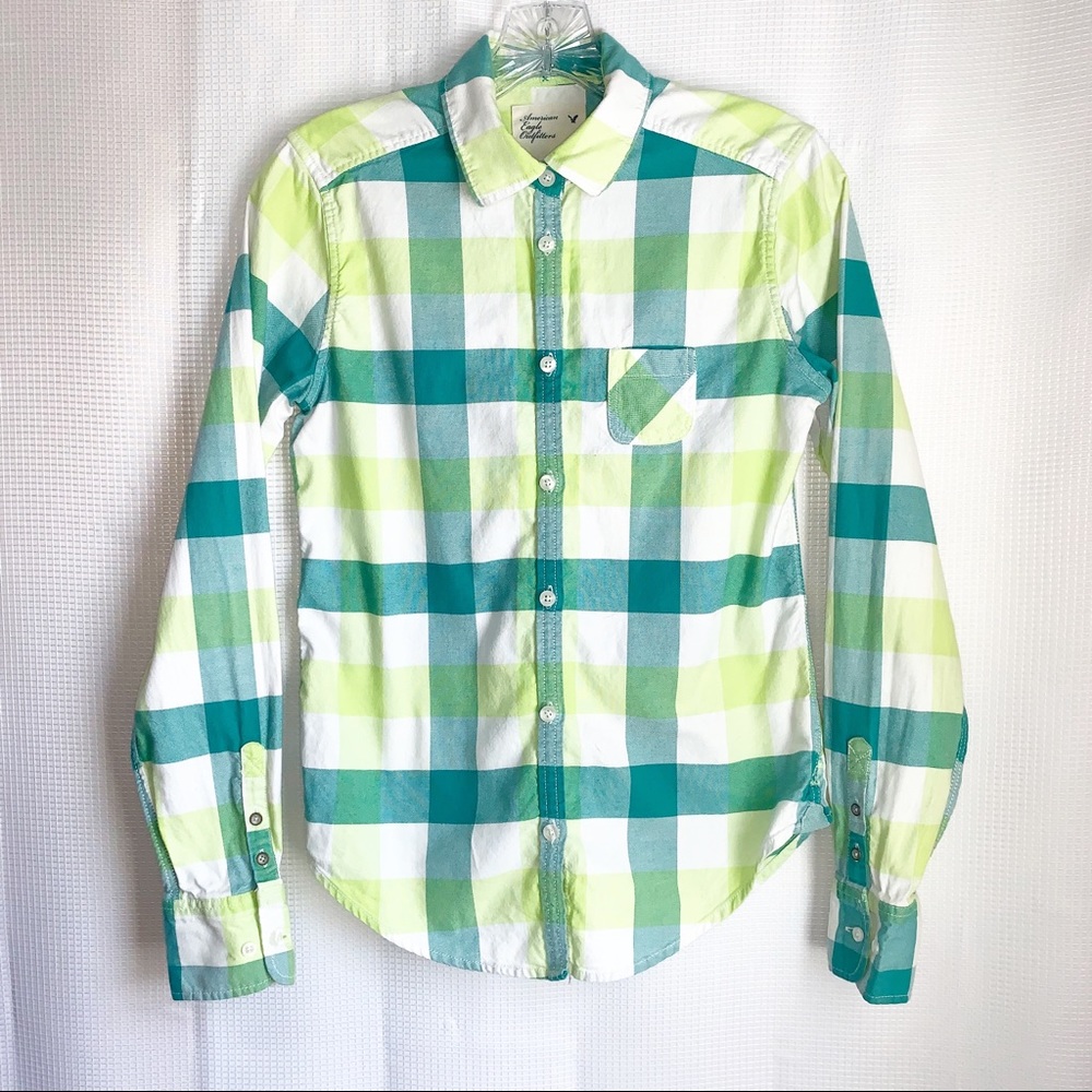 American Eagle Outfitters Plaid Button Down Sz 4